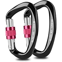 EKKONG 2Piezas Mosqueton Escalada- 25KN Mosquetón de Escalada- Forma de D- Certificado CE- Bloqueo Automático- Hecho de…